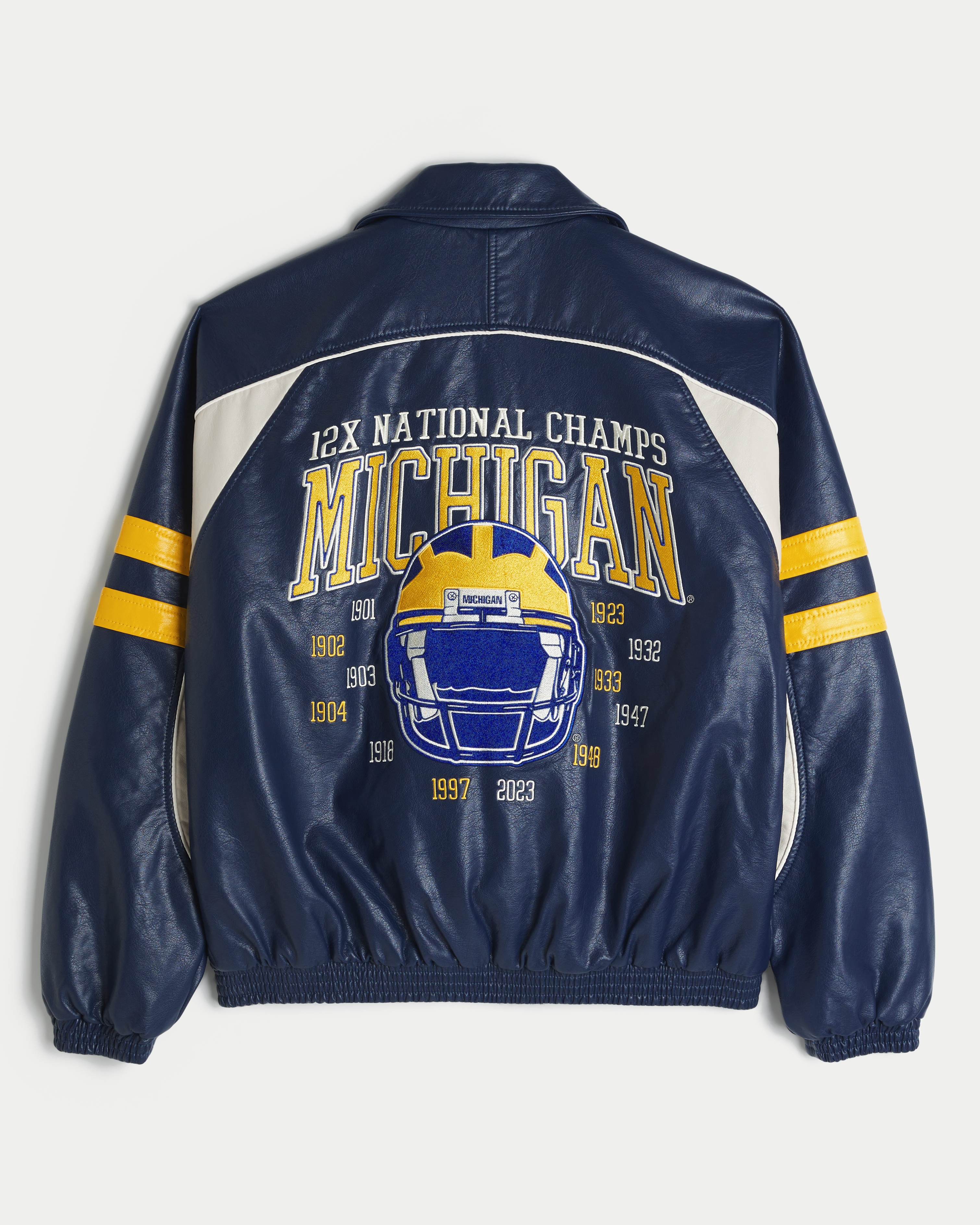 Faux Leather University of Michigan Wolverines Graphic Jacket