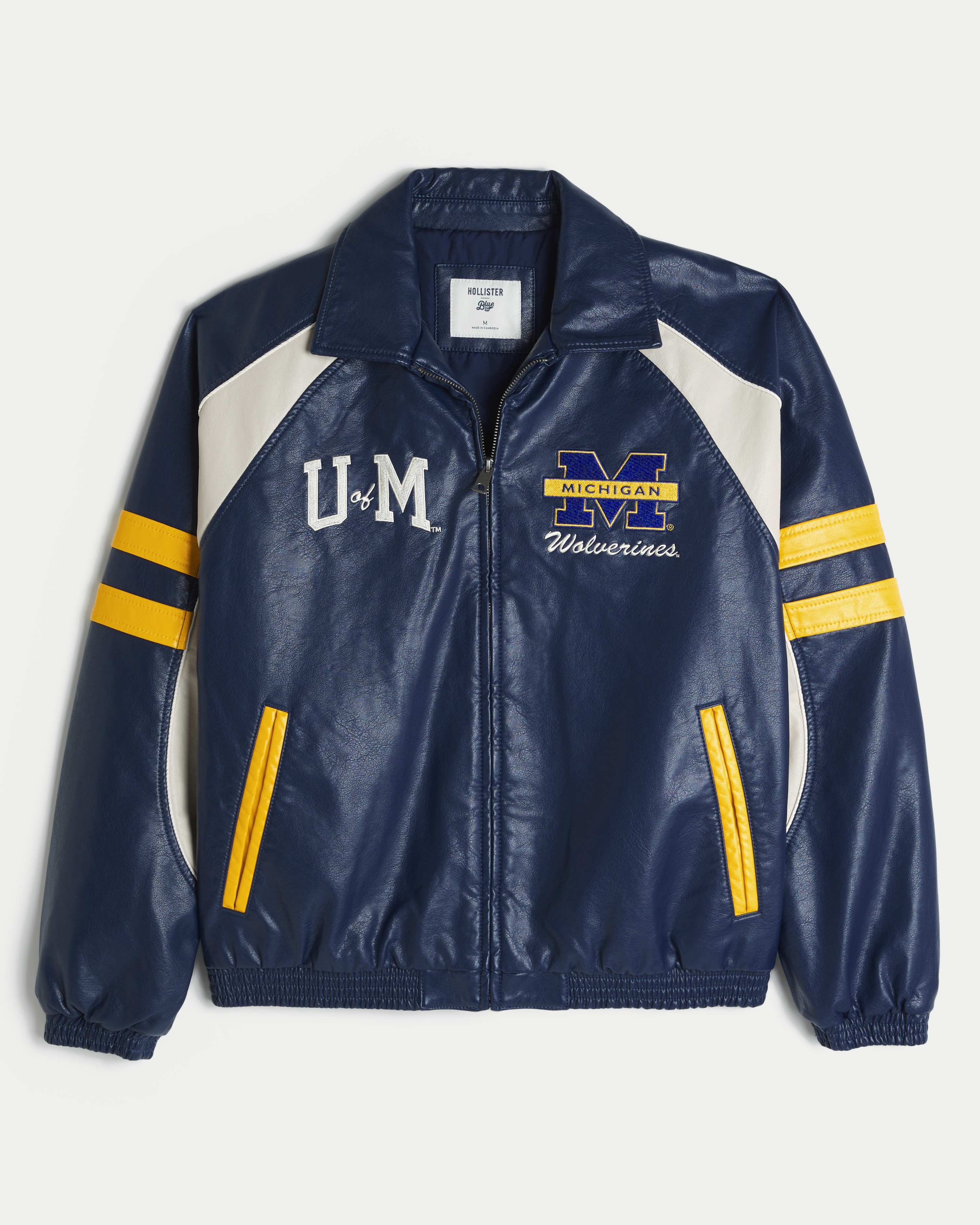 Faux Leather University of Michigan Wolverines Graphic Jacket
