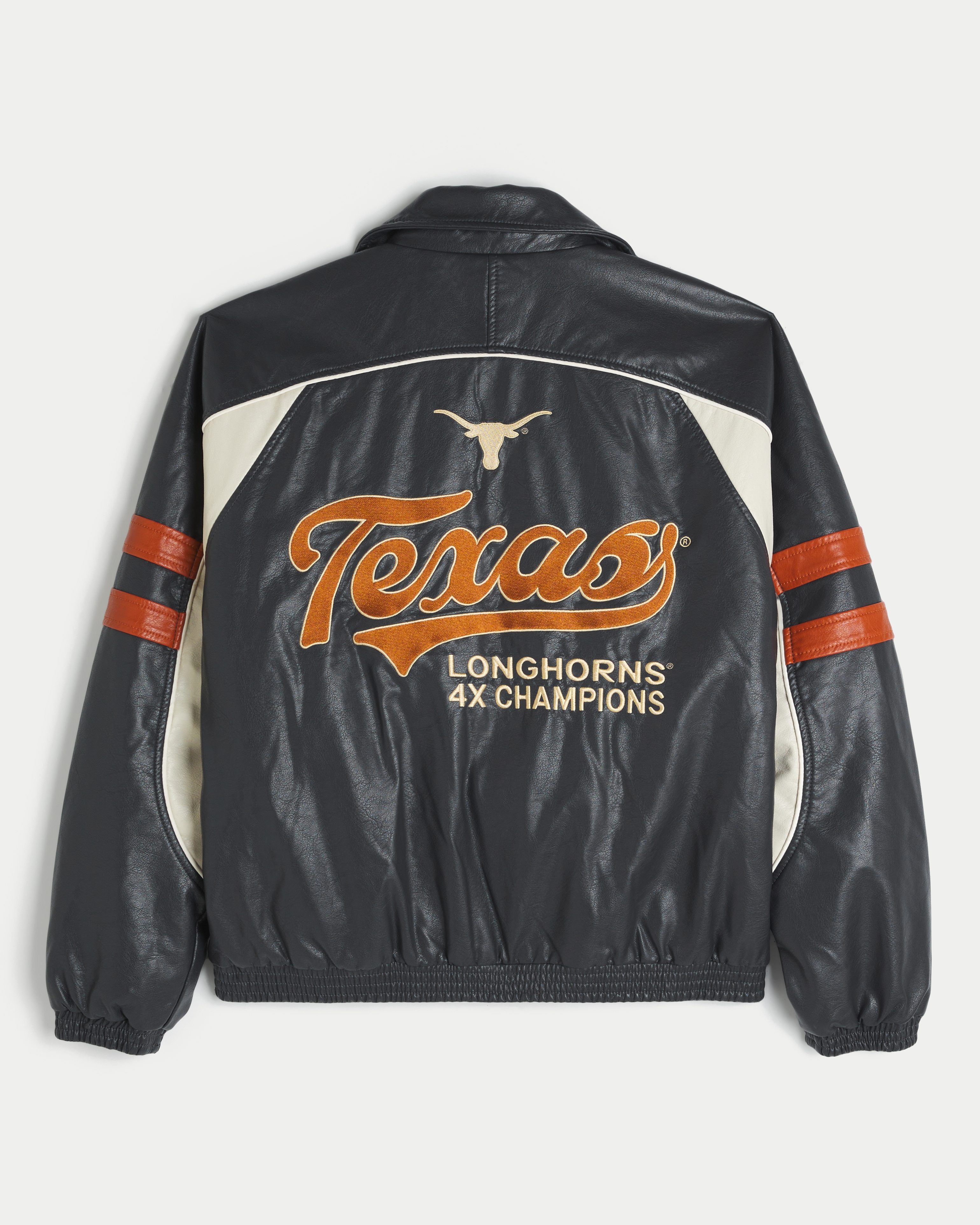 Faux Leather University of Texas at Austin Longhorns Graphic Jacket