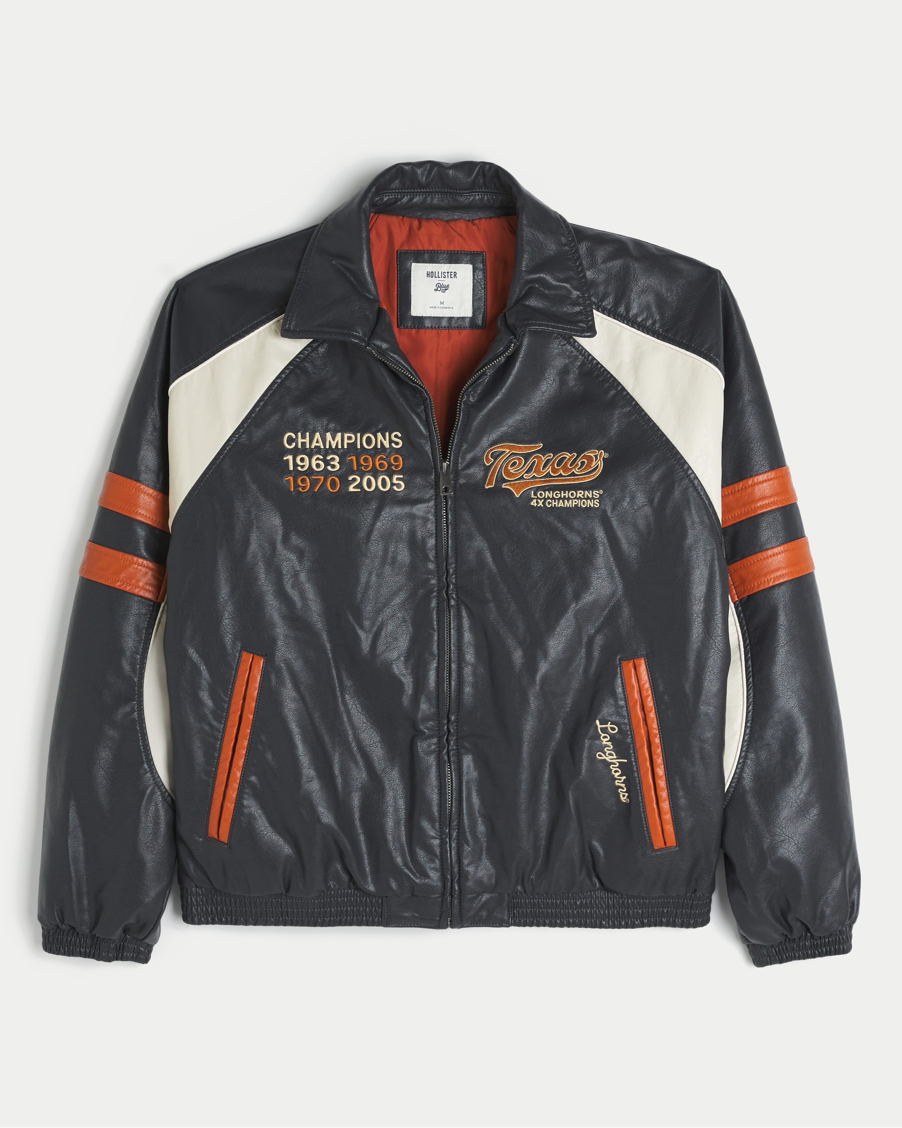 Faux Leather University of Texas at Austin Longhorns Graphic Jacket