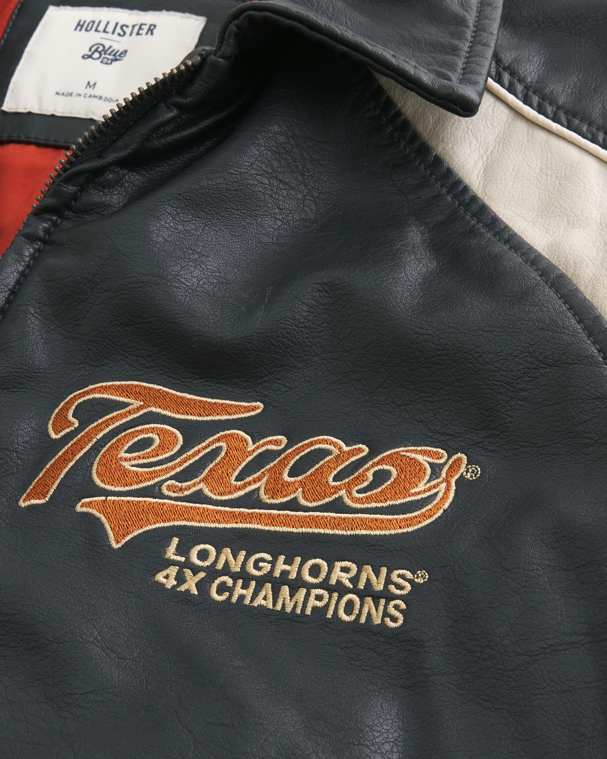 Faux Leather University of Texas at Austin Longhorns Graphic Jacket