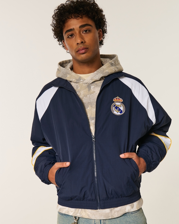 Fleece-Lined Real Madrid CF Graphic Track Jacket, Navy view 2