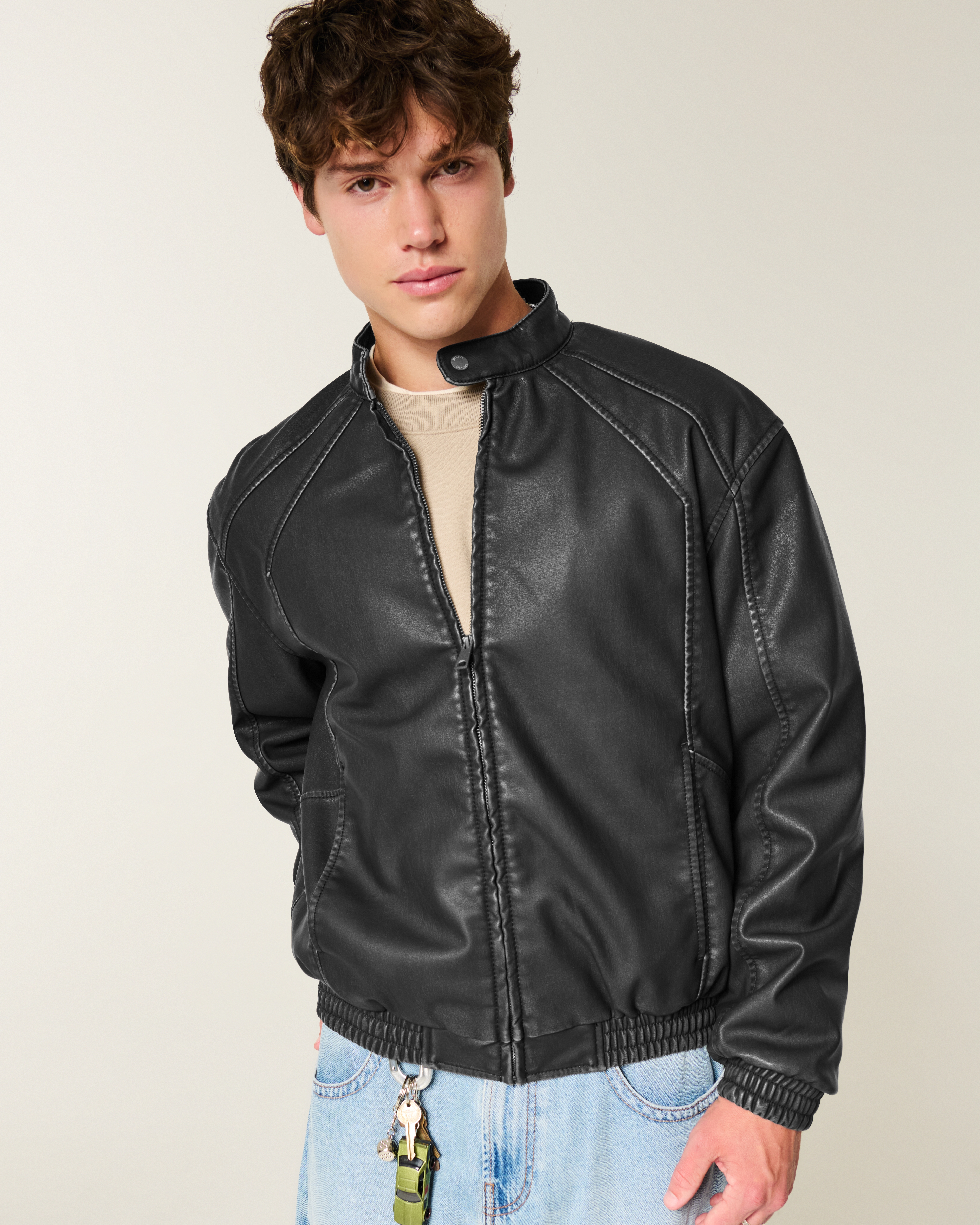 Faux Leather Hollywood Graphic Jacket