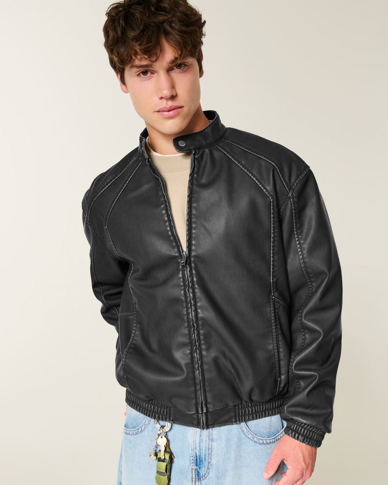 Faux Leather Hollywood Graphic Jacket
