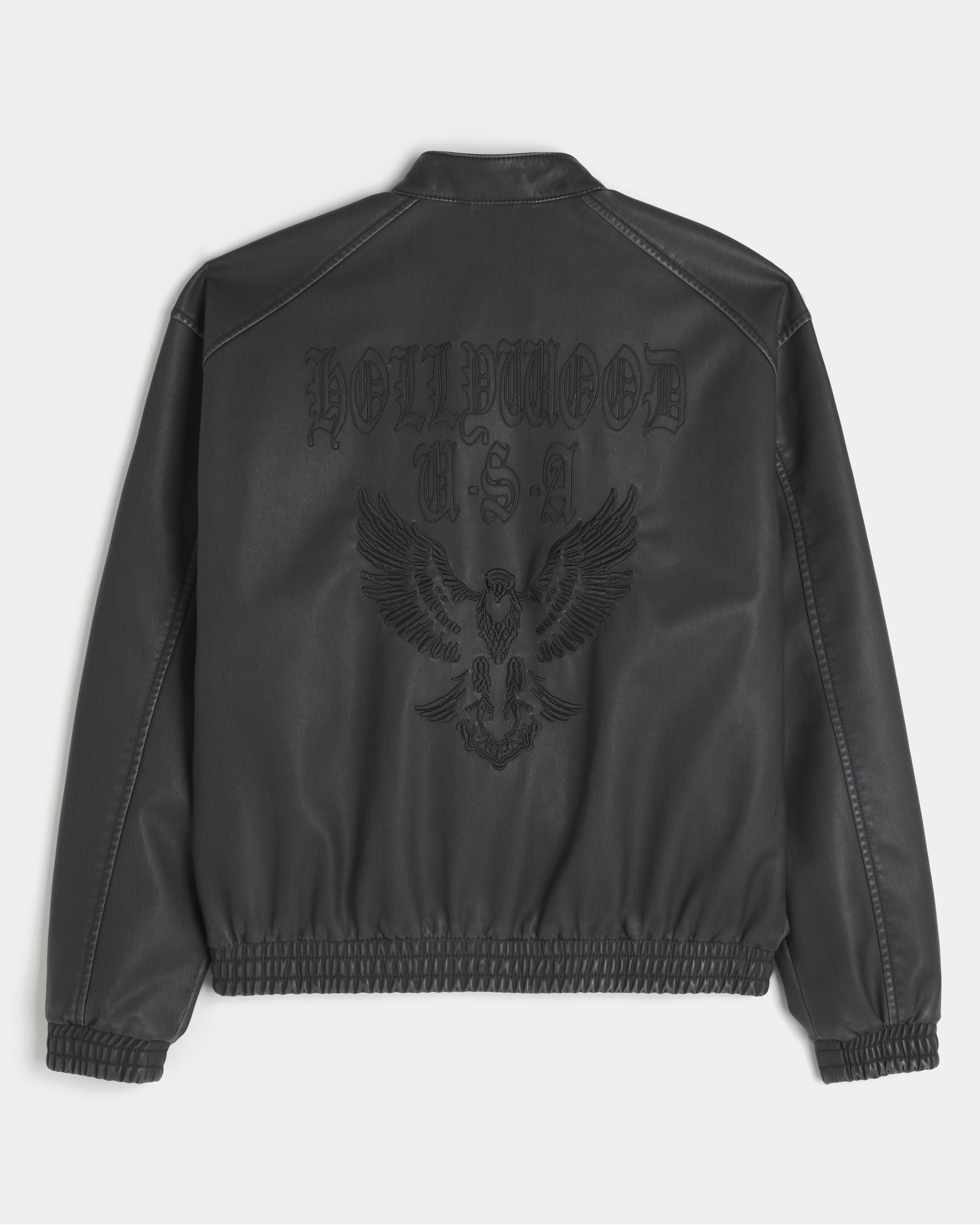 Faux Leather Hollywood Graphic Jacket