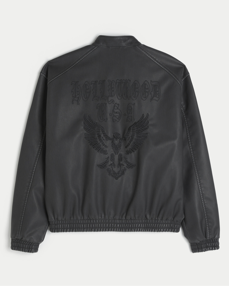 Faux Leather Hollywood Graphic Jacket