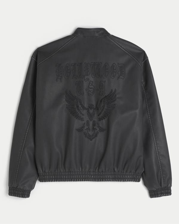 Faux Leather Hollywood Graphic Jacket