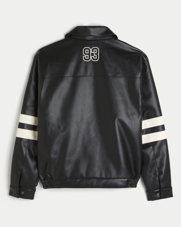 Vegan Leather All-Star Graphic Jacket, Black view 1
