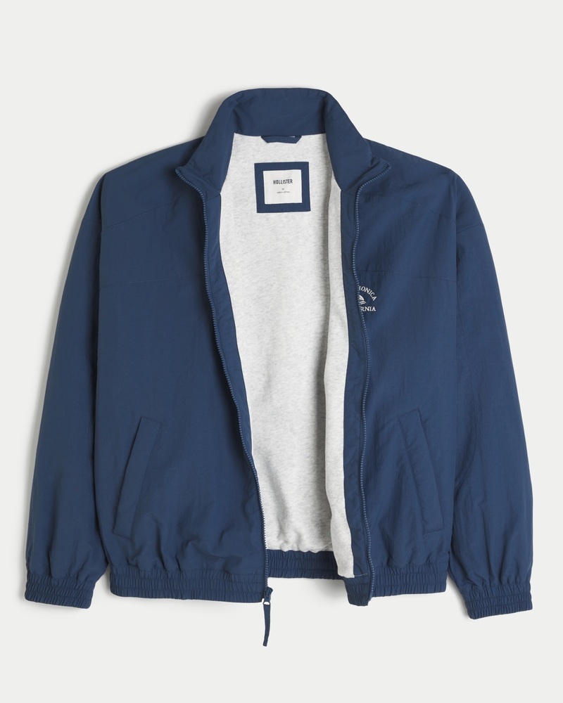 Fleece-Lined Santa Monica Graphic Windbreaker Jacket