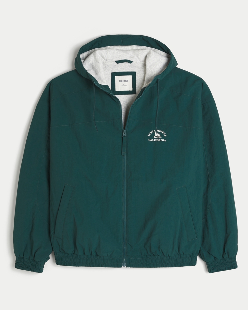 Men's Fleece-Lined Santa Monica Graphic Windbreaker Jacket