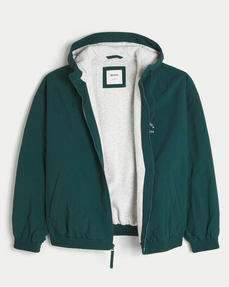 Fleece-Lined Santa Monica Graphic Windbreaker Jacket