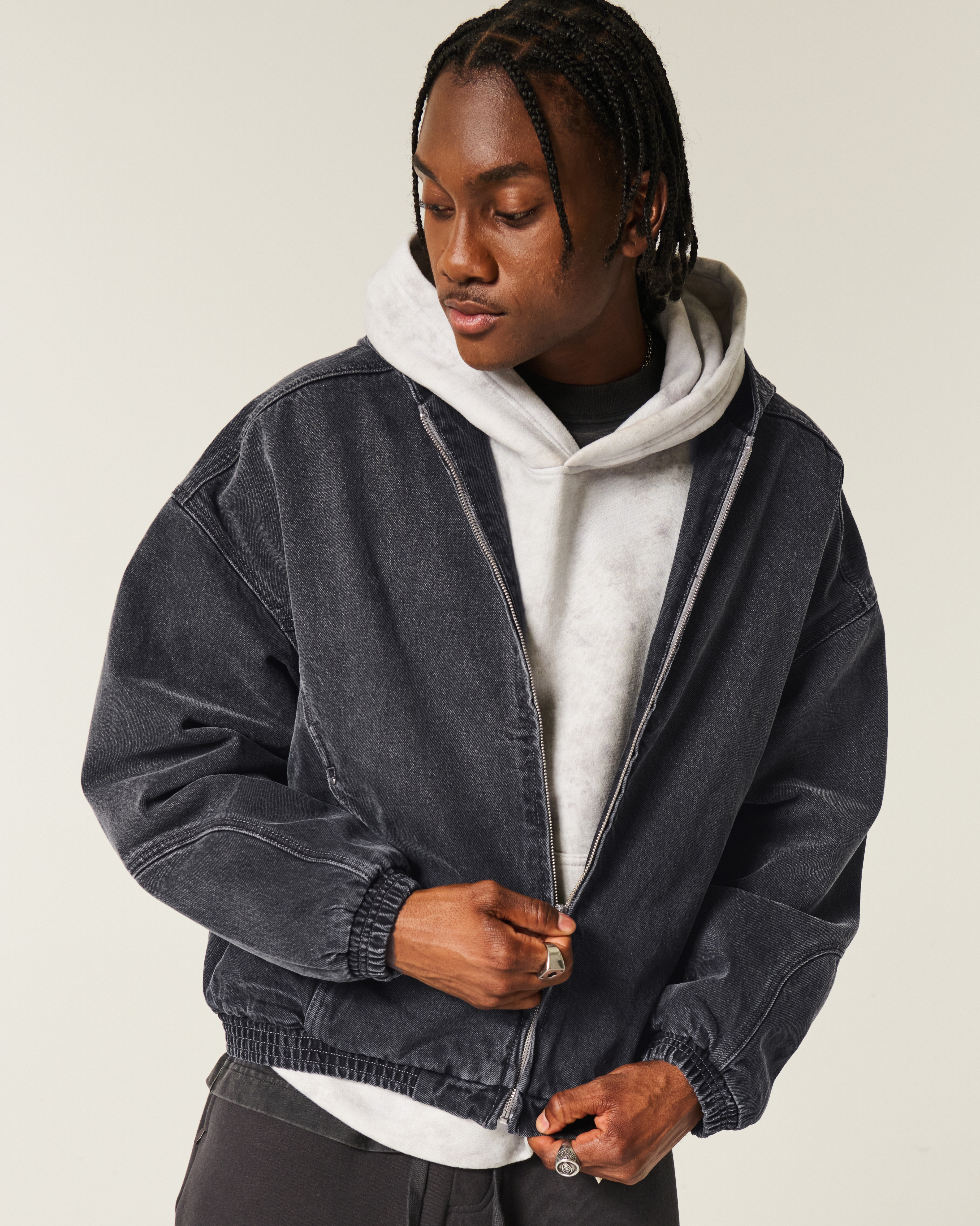 Denim Zip-Up Skater Jacket