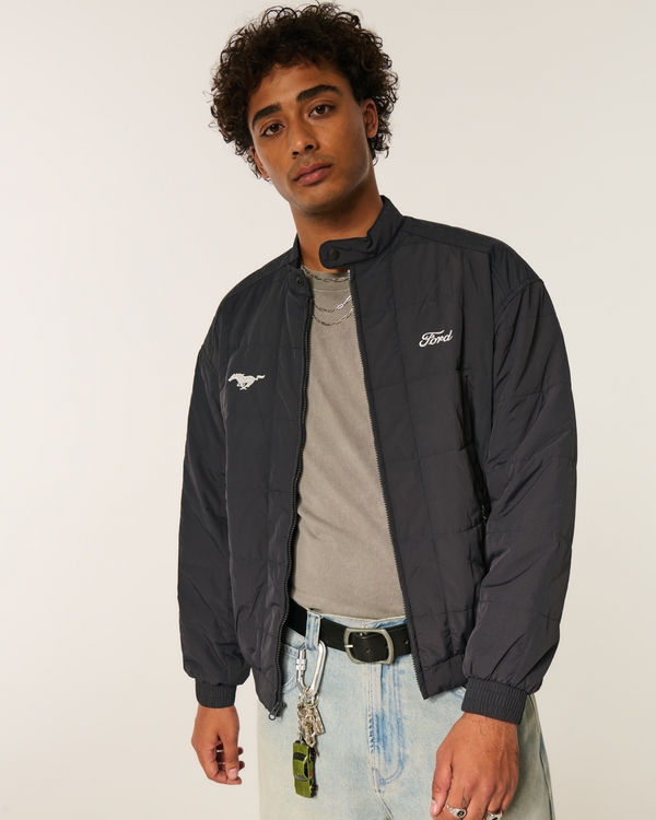 Zip-Up Ford Graphic Jacket, Black view 1