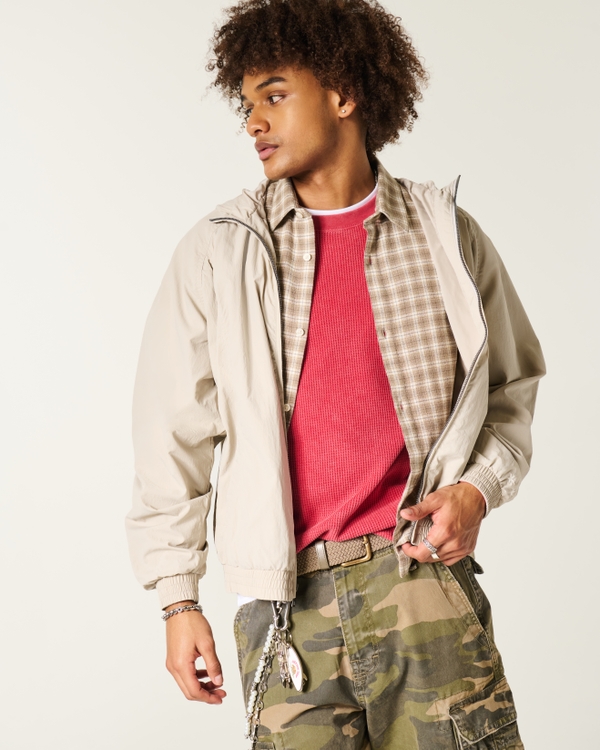 Hooded Windbreaker Jacket, Cream view 1