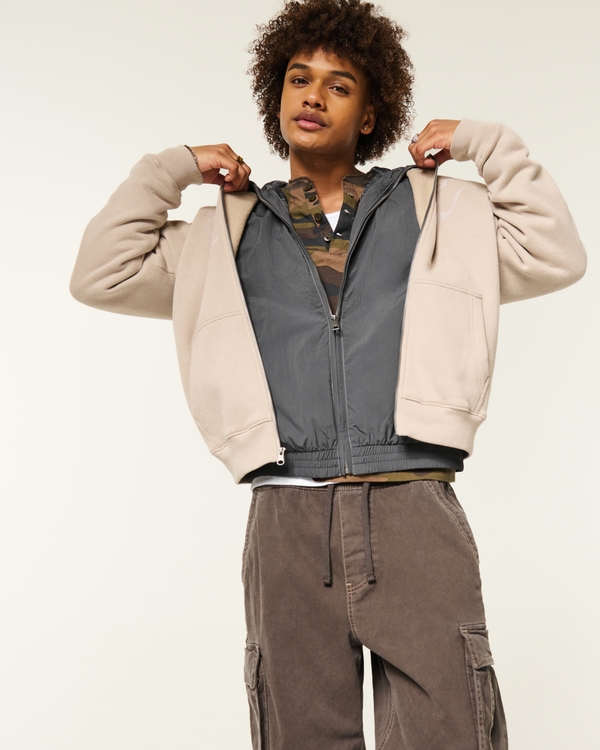 Hooded Windbreaker Jacket, Dark Gray view 1