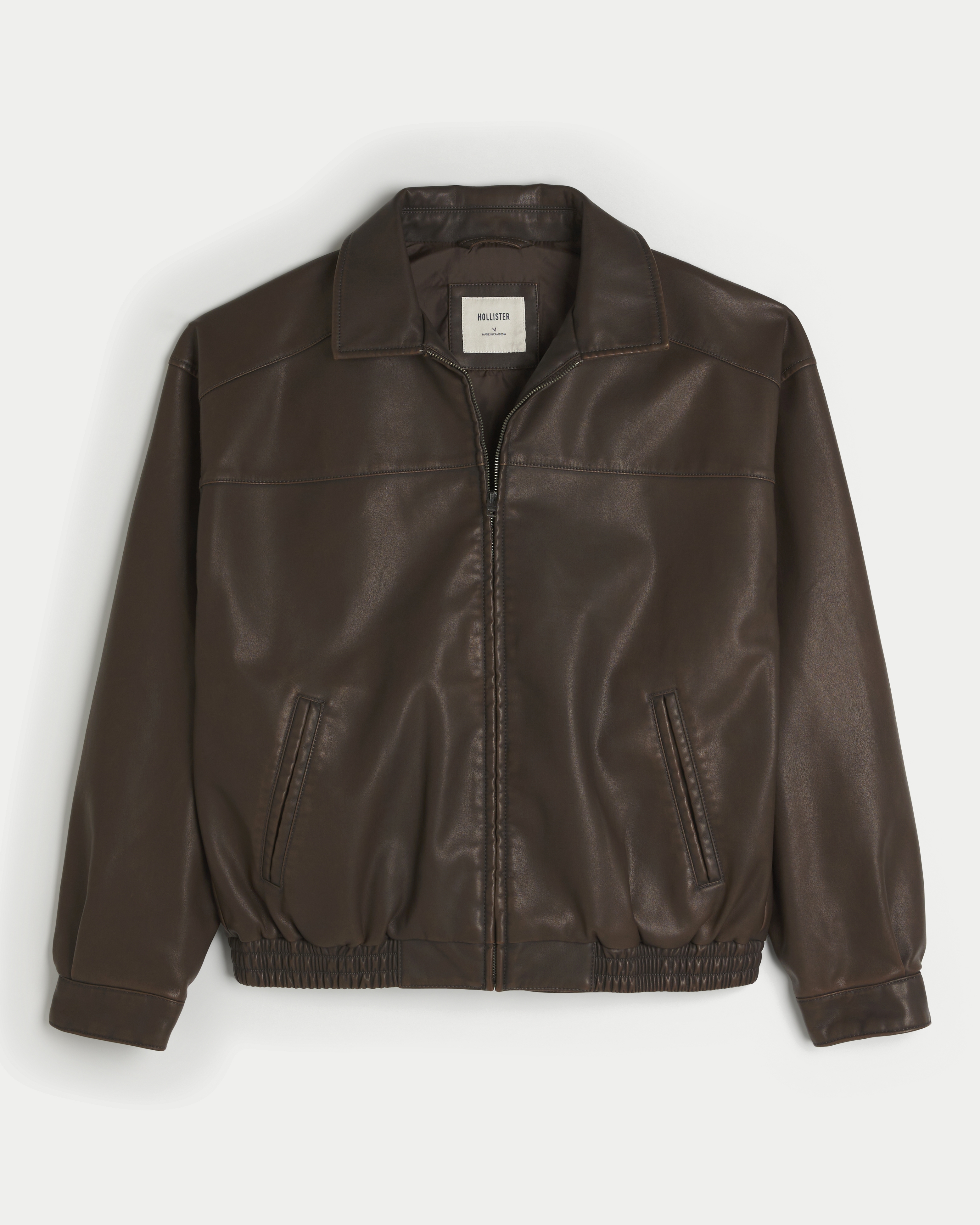 Faux Leather Harrington Jacket