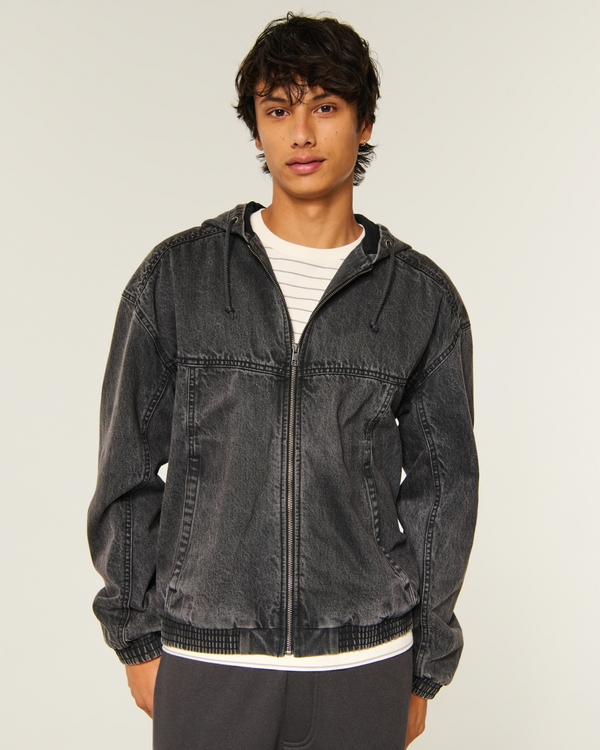 Denim Skater Jacket, Washed Black view 1
