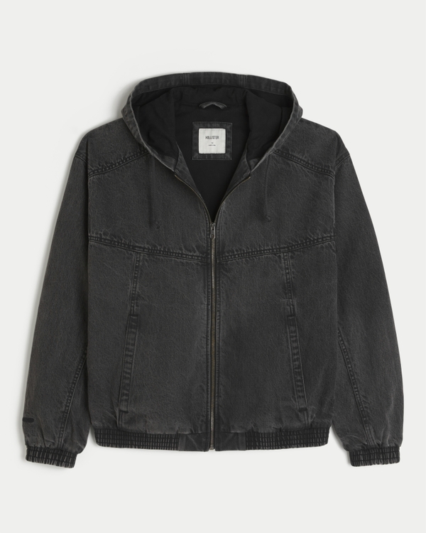 Denim Skater Jacket, Washed Black view 1