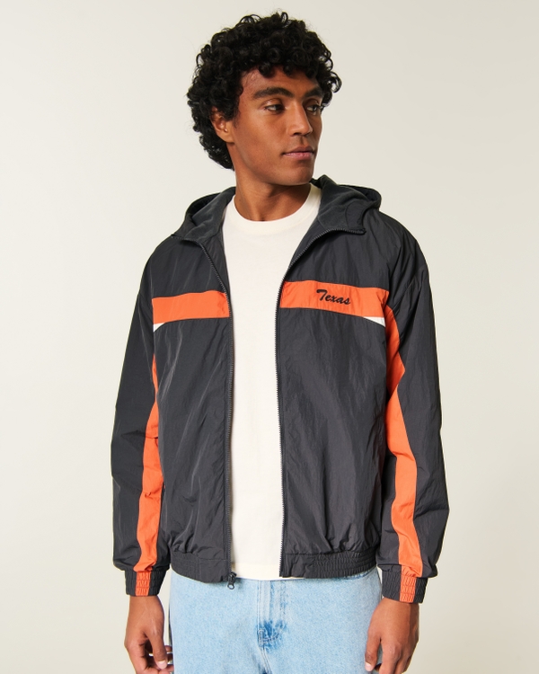 University of Texas at Austin Longhorns Graphic Windbreaker Jacket, Charcoal - Texas view 1