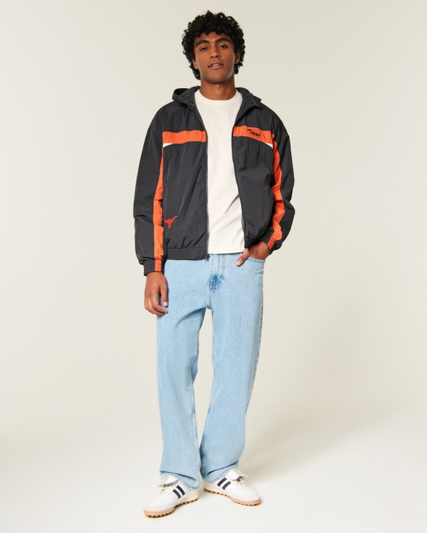 University of Texas at Austin Longhorns Graphic Windbreaker Jacket, Charcoal - Texas view 2