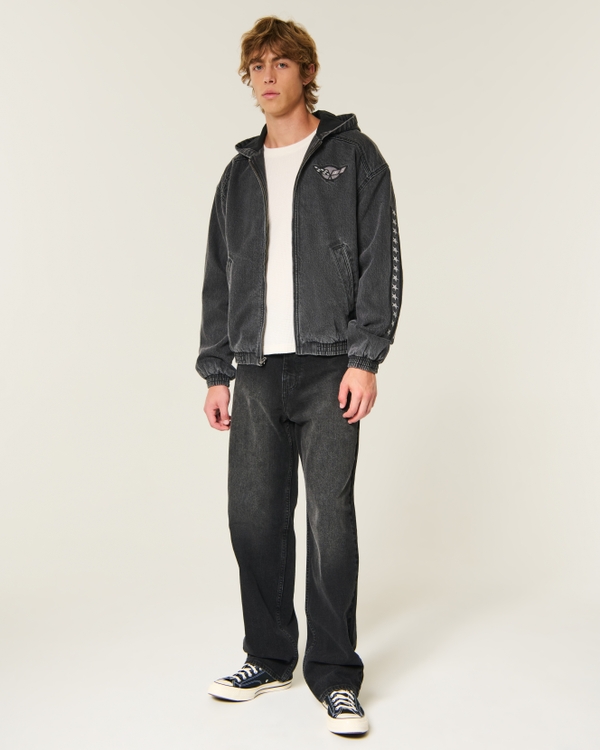 Twill Corvette Graphic Jacket, Washed Black view 2