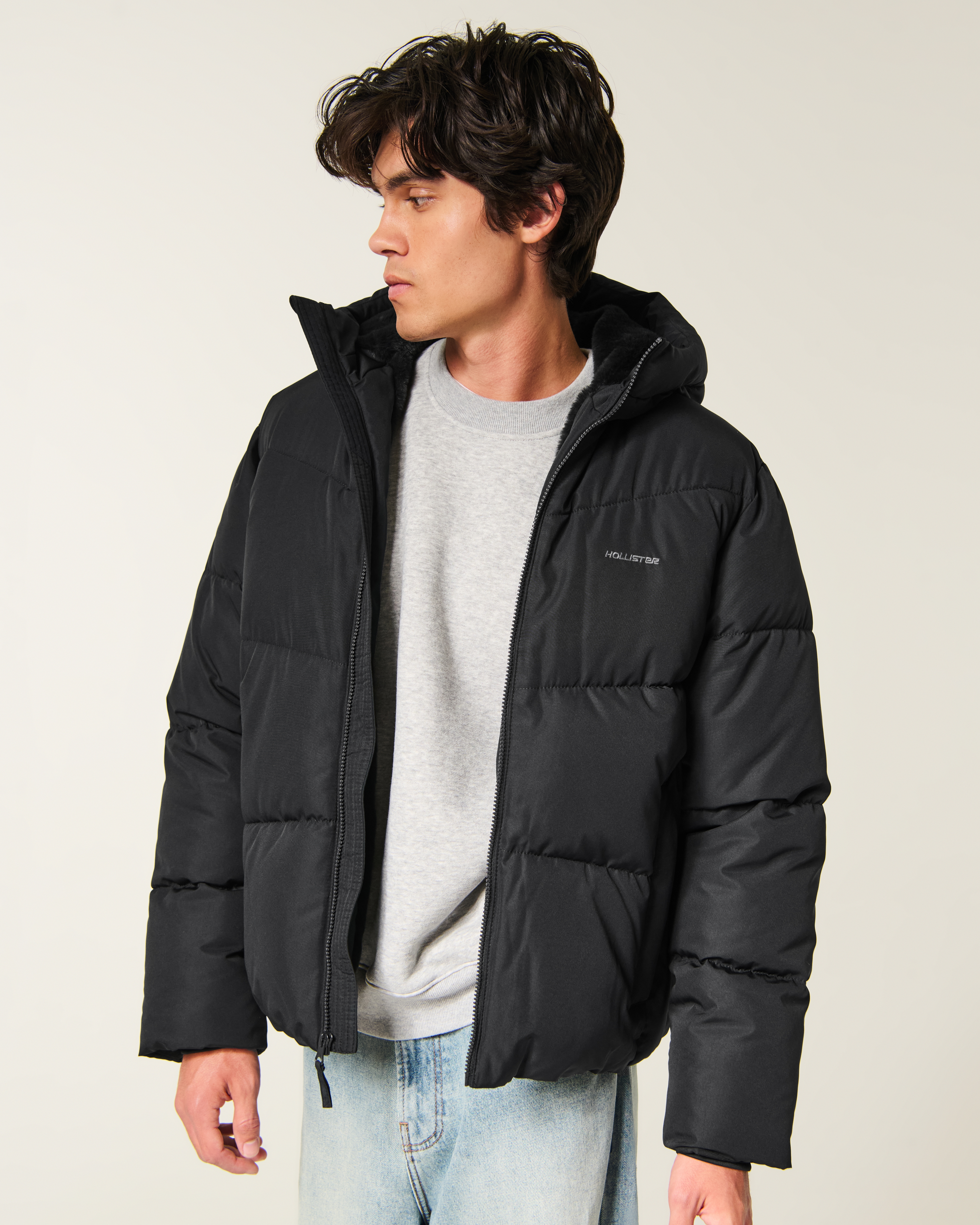 Hollister Feel Good Faux Fur-Lined Puffer Jacket