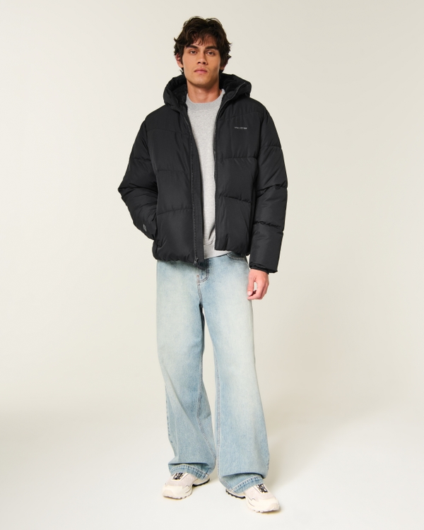 Hollister Feel Good Faux Fur-Lined Puffer Jacket, Black view 2