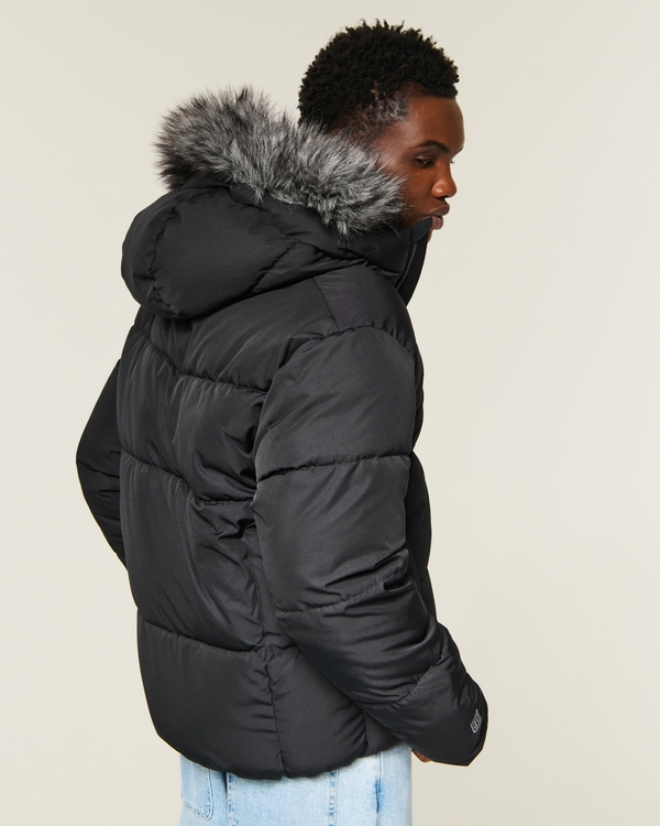 Men's Hollister Feel Good Faux Fur Trim Puffer Jacket | Men's