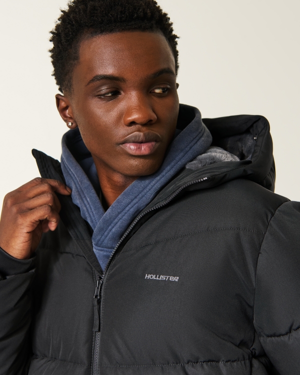 Men's Hollister Feel Good Faux Fur Trim Puffer Jacket | Men's
