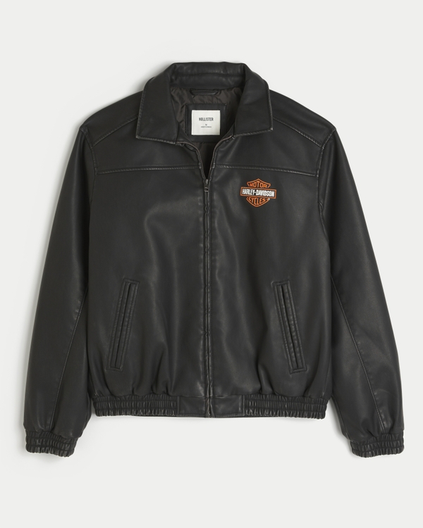 Harley Davidson レザージャケット パーカー レディースL メンズ メンズ フェイクレザー ジャケット（Harley-Davidson（ハーレー