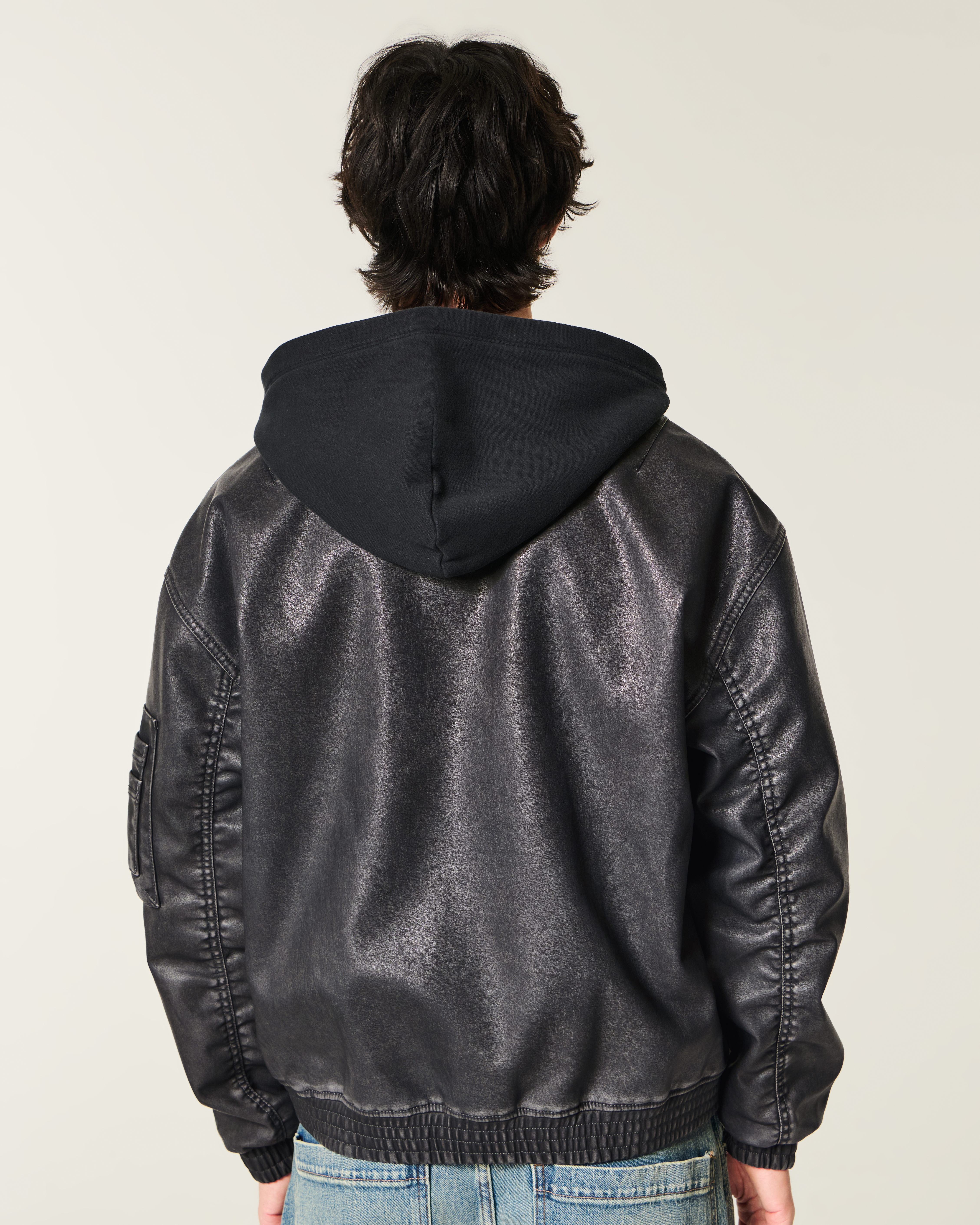 Hollister Hooded Faux Leather Bomber Jacket at Mall of America® in