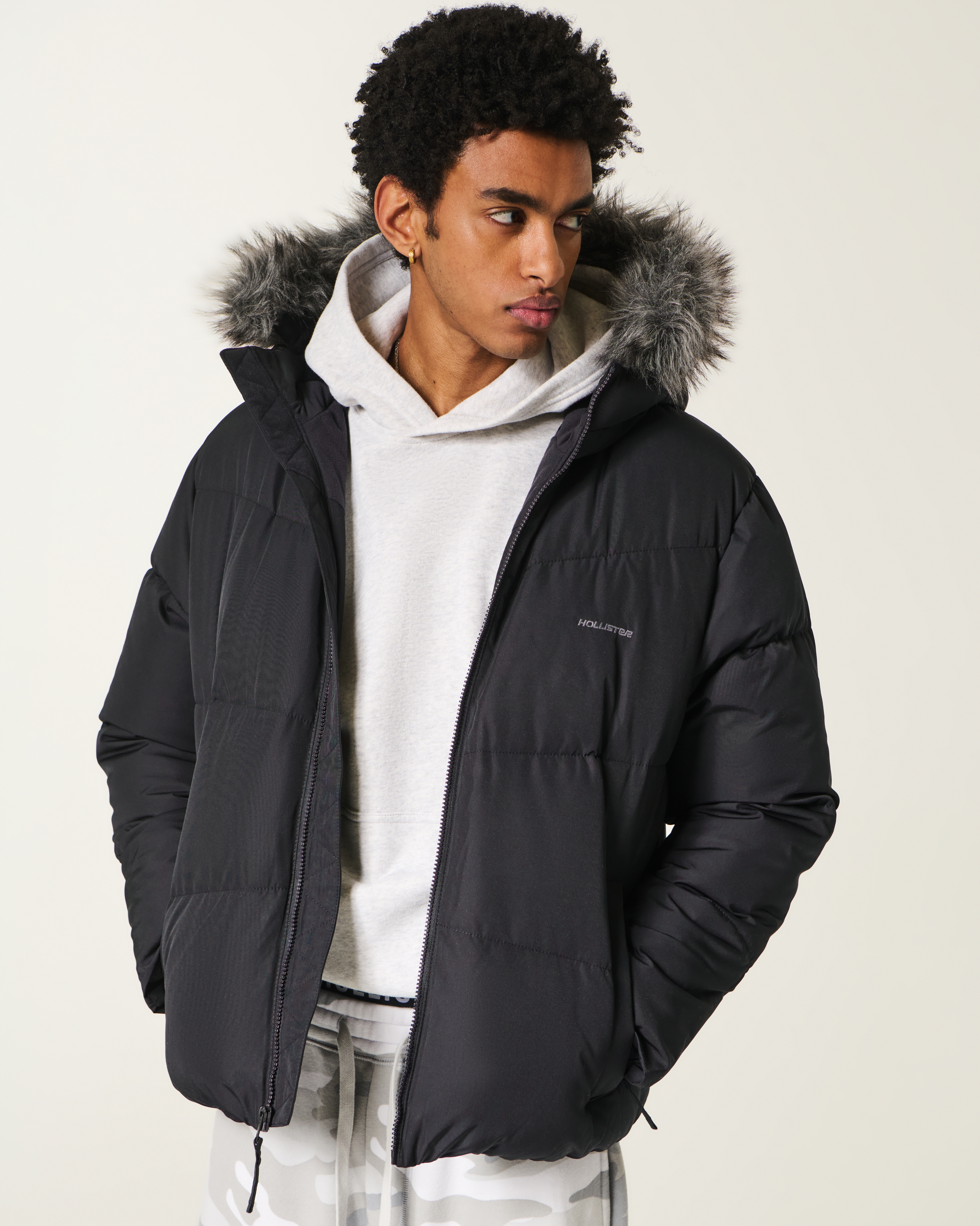 Faux Fur Trim Puffer Jacket