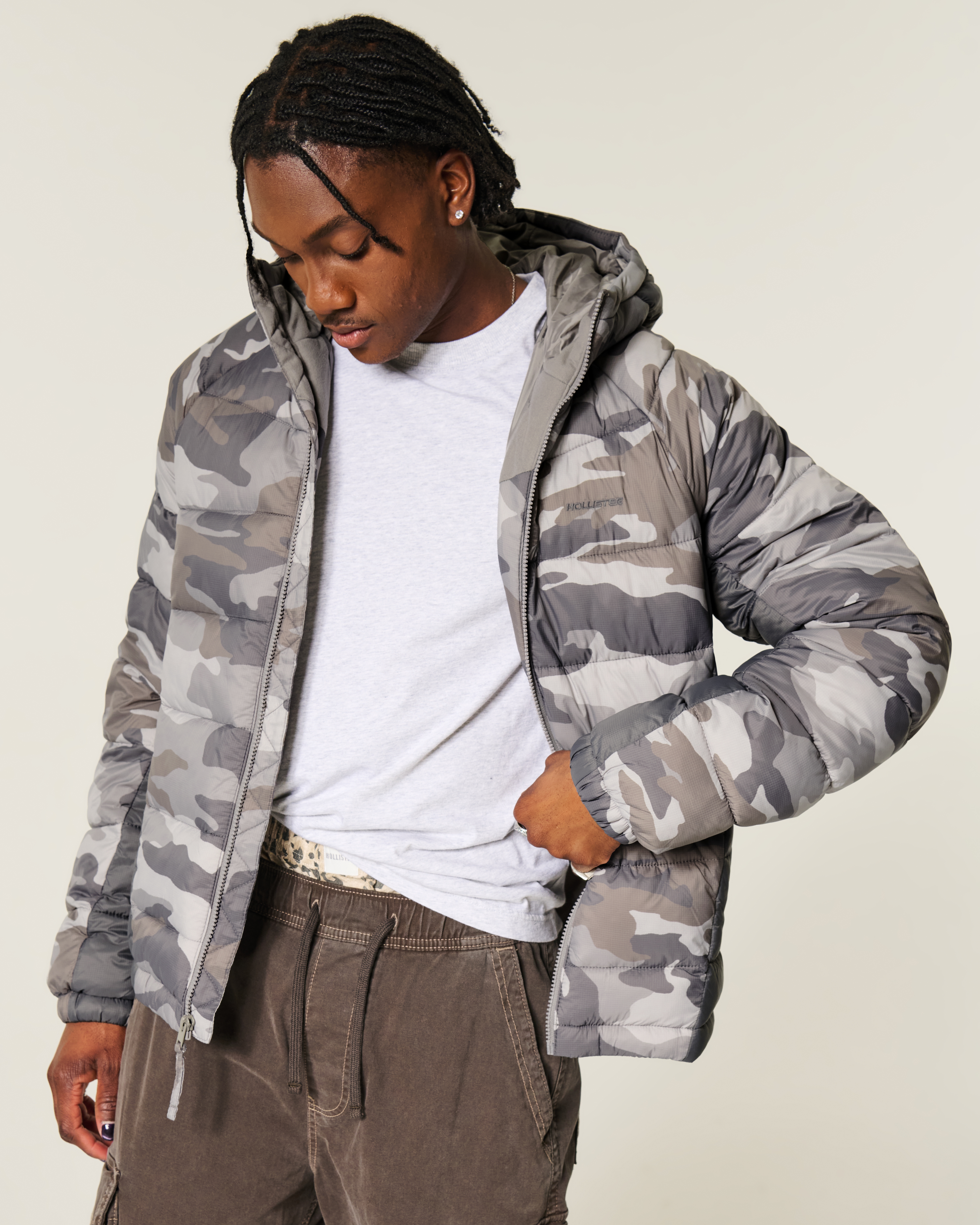 Hooded Camo Puffer Jacket