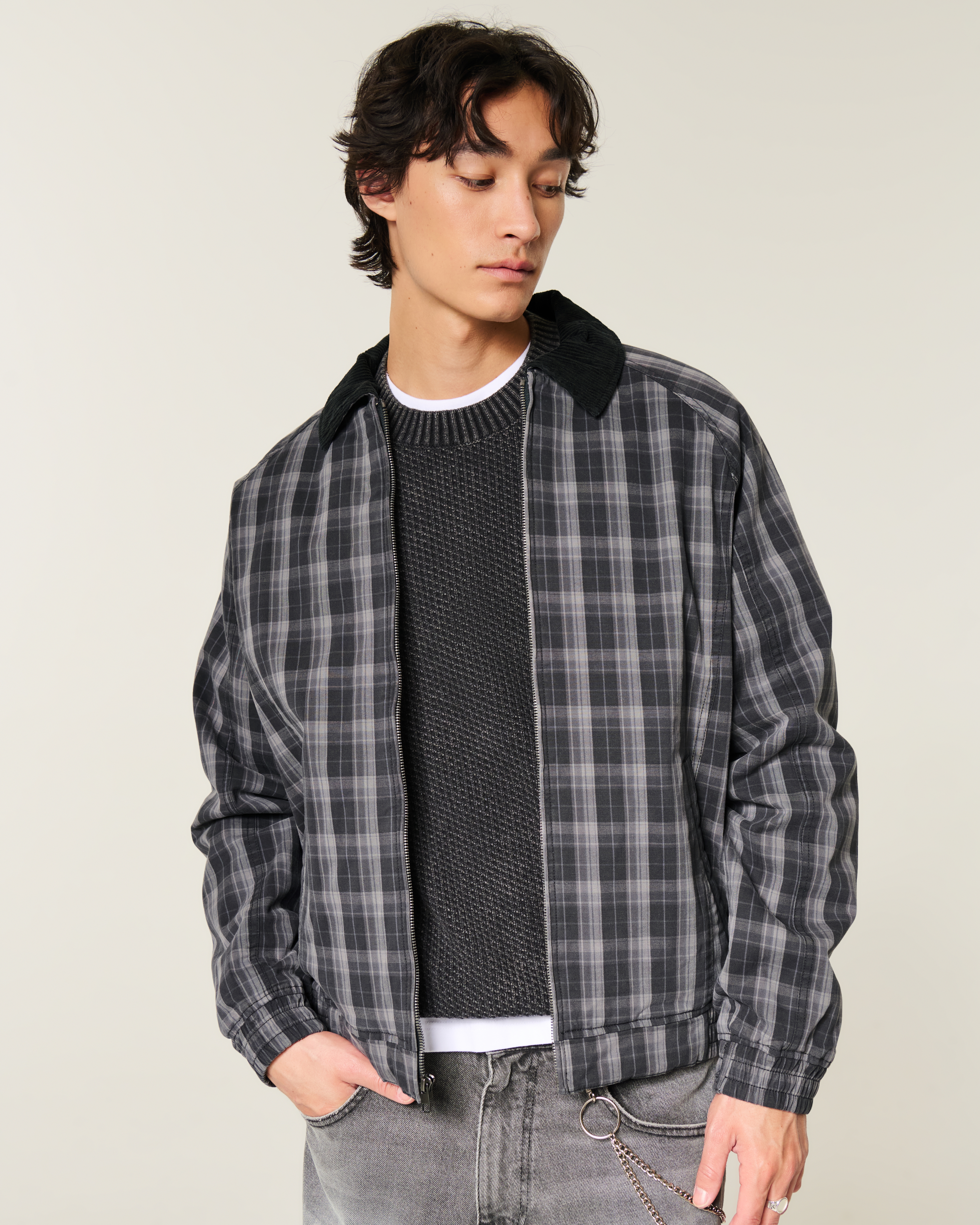 Plaid Zip-Up Barn Jacket