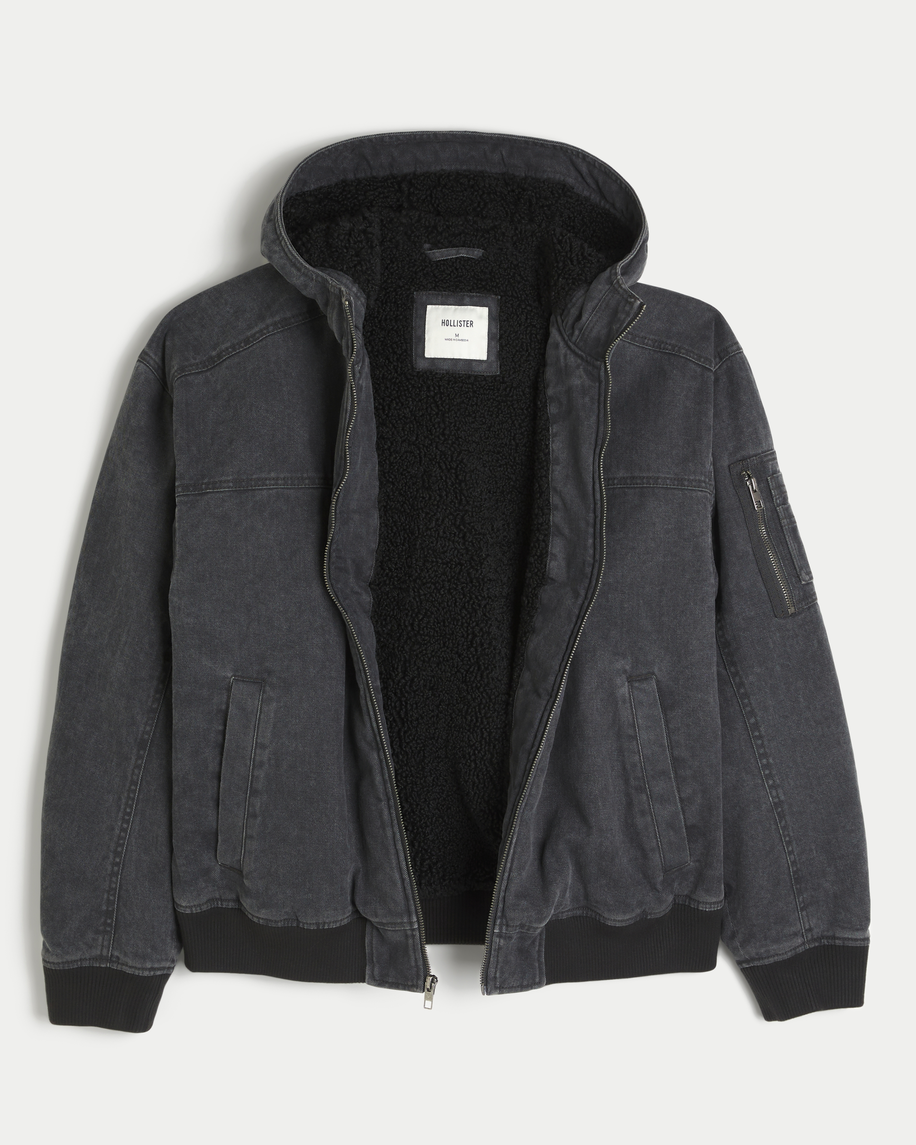 Sherpa-Lined Hoodie Jacket