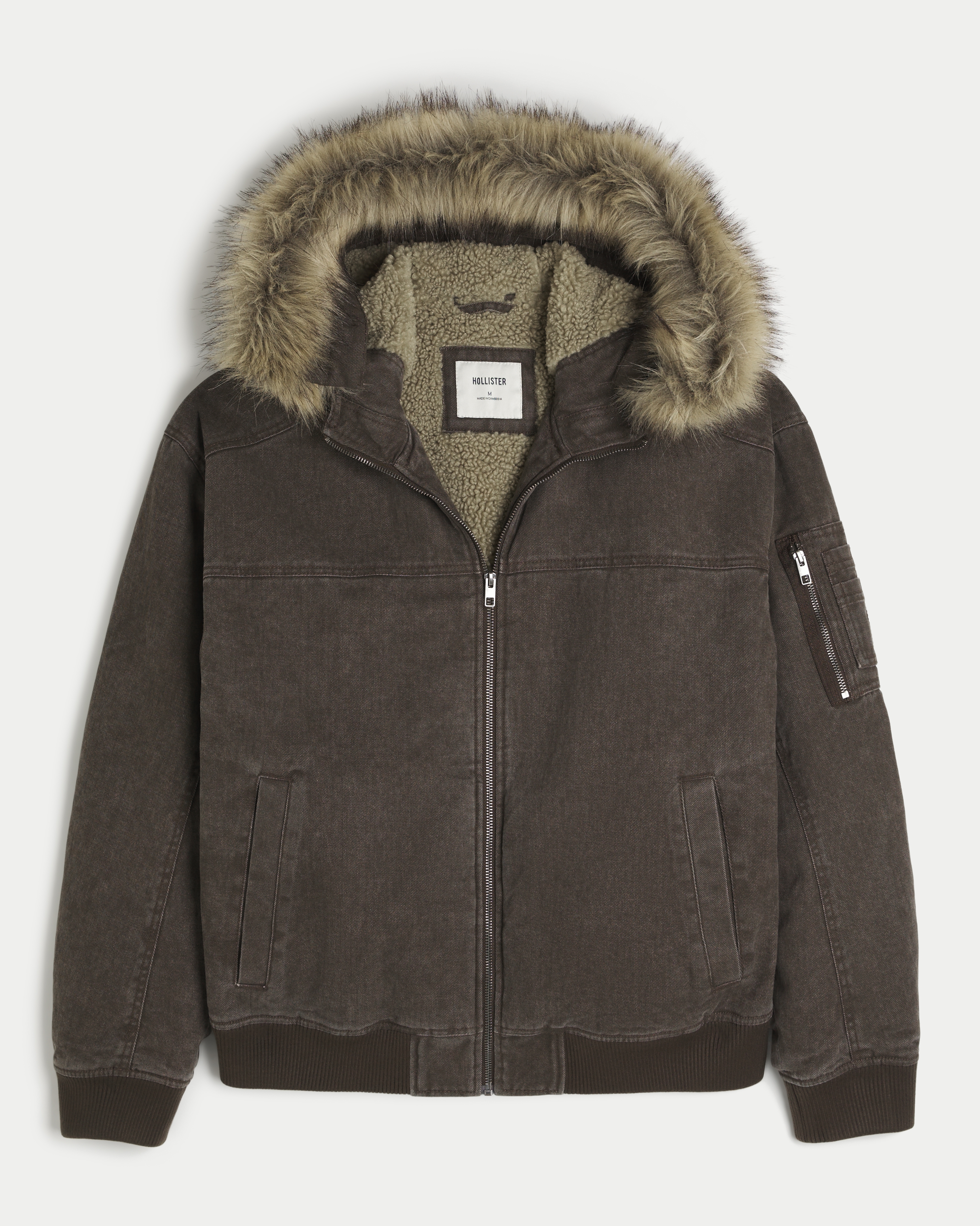 Hollister Sherpa-Lined Faux Fur Trim Hoodie Jacket | Liberty Center