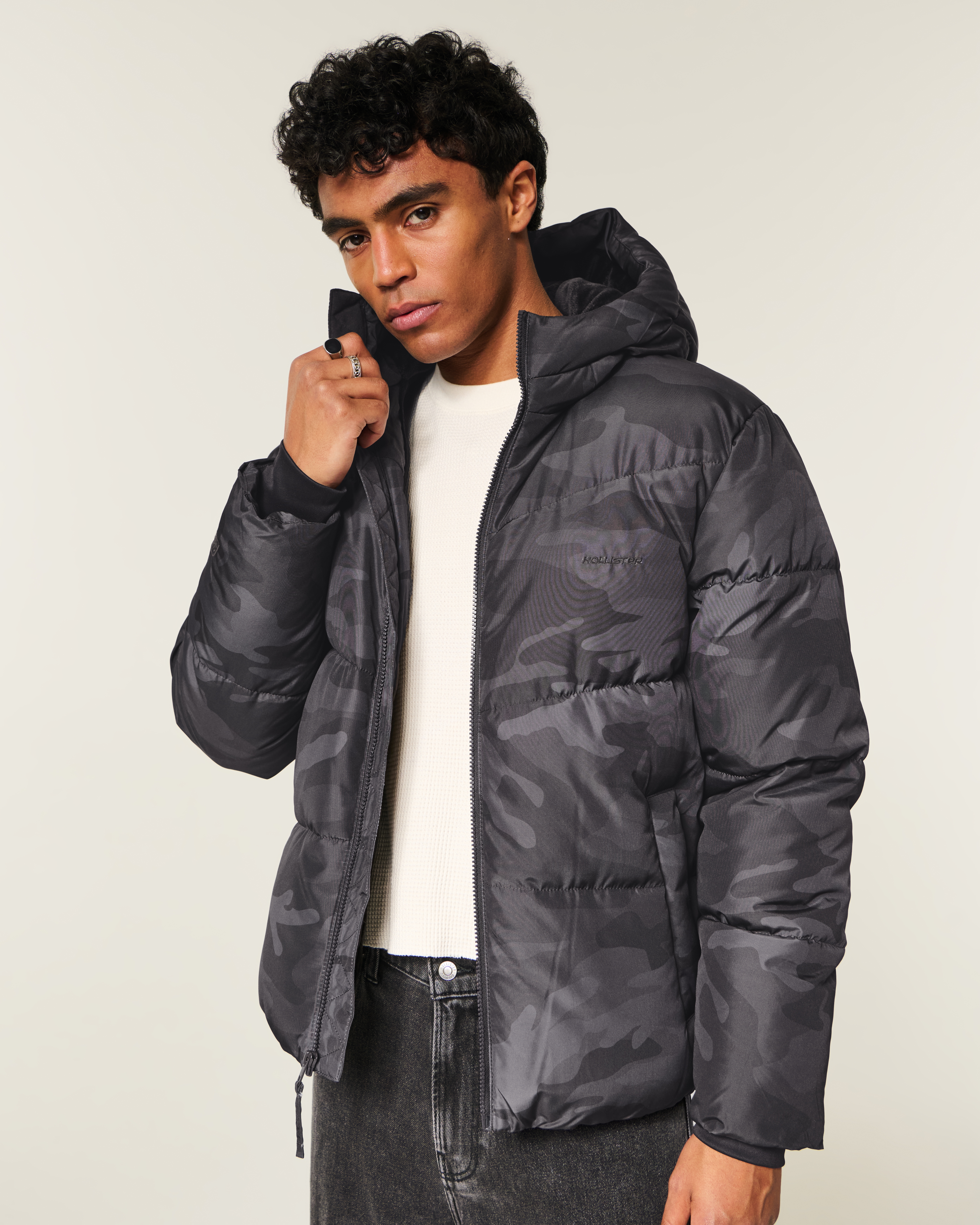 Faux Fur-Lined Camo Puffer Jacket