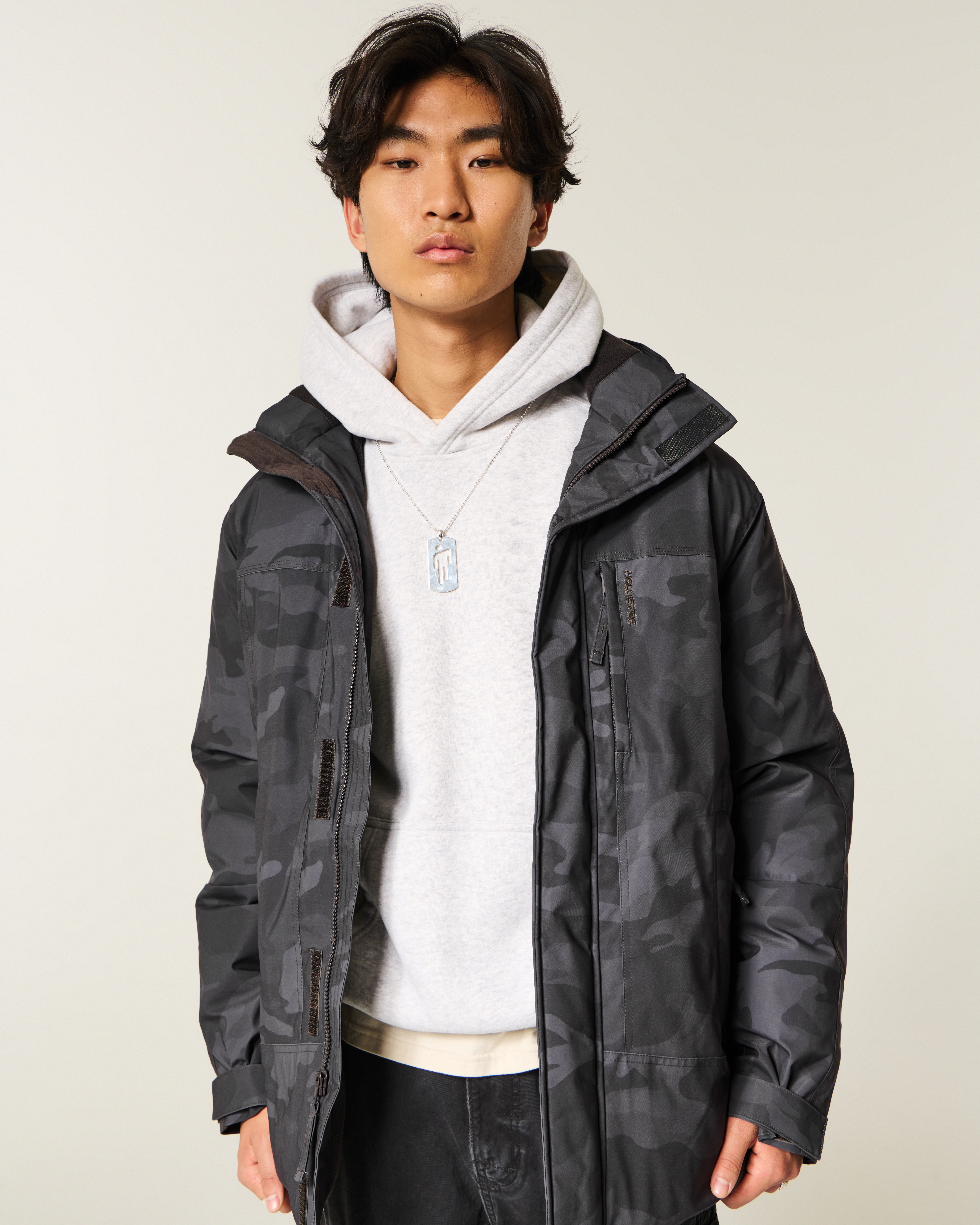 Hooded Camo Zip-Up Parka