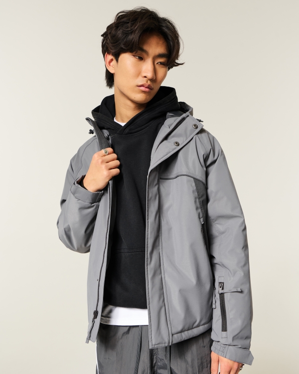 Hooded Zip-Up Jacket, Dark Gray view 1