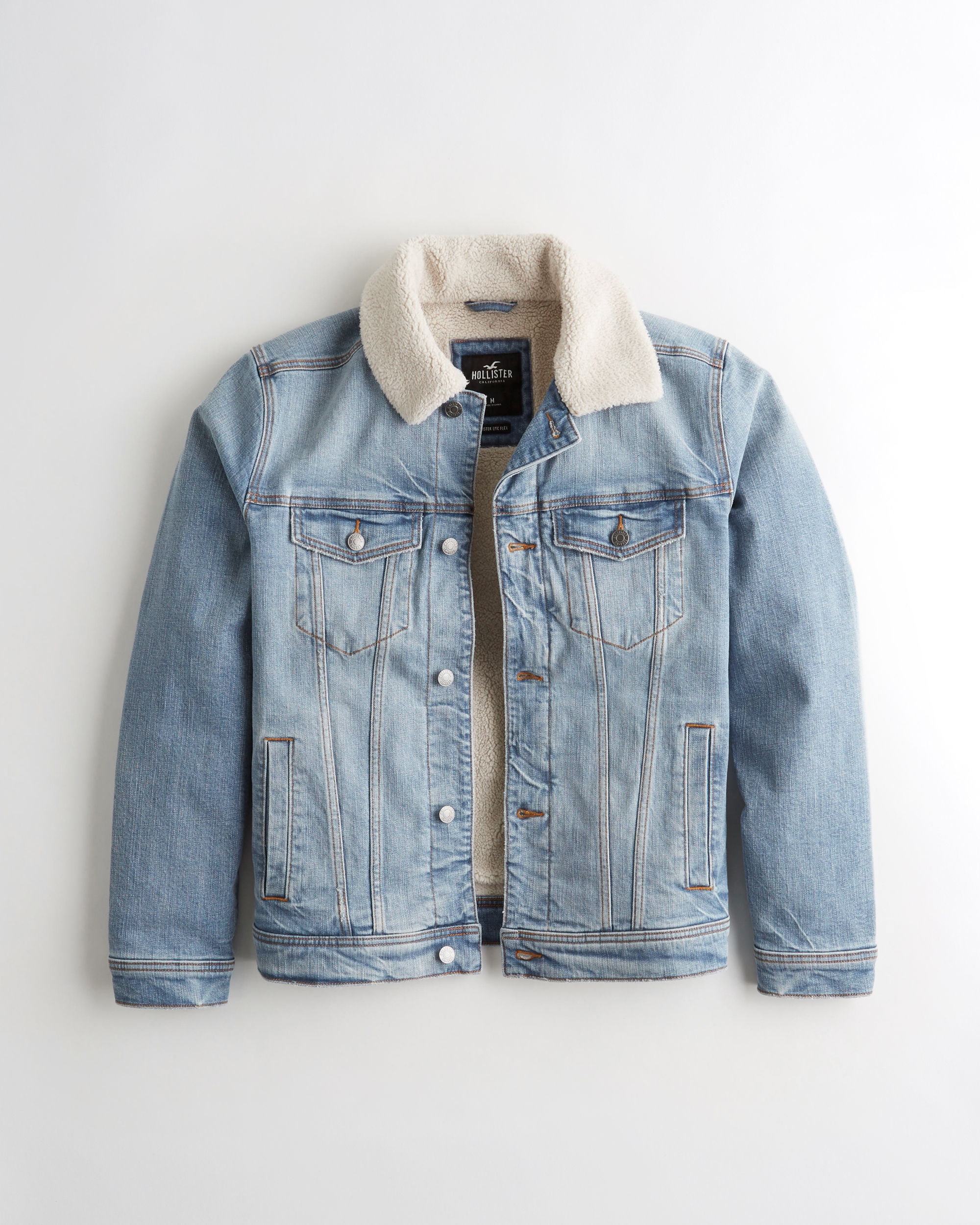 hollister denim jacket with fur