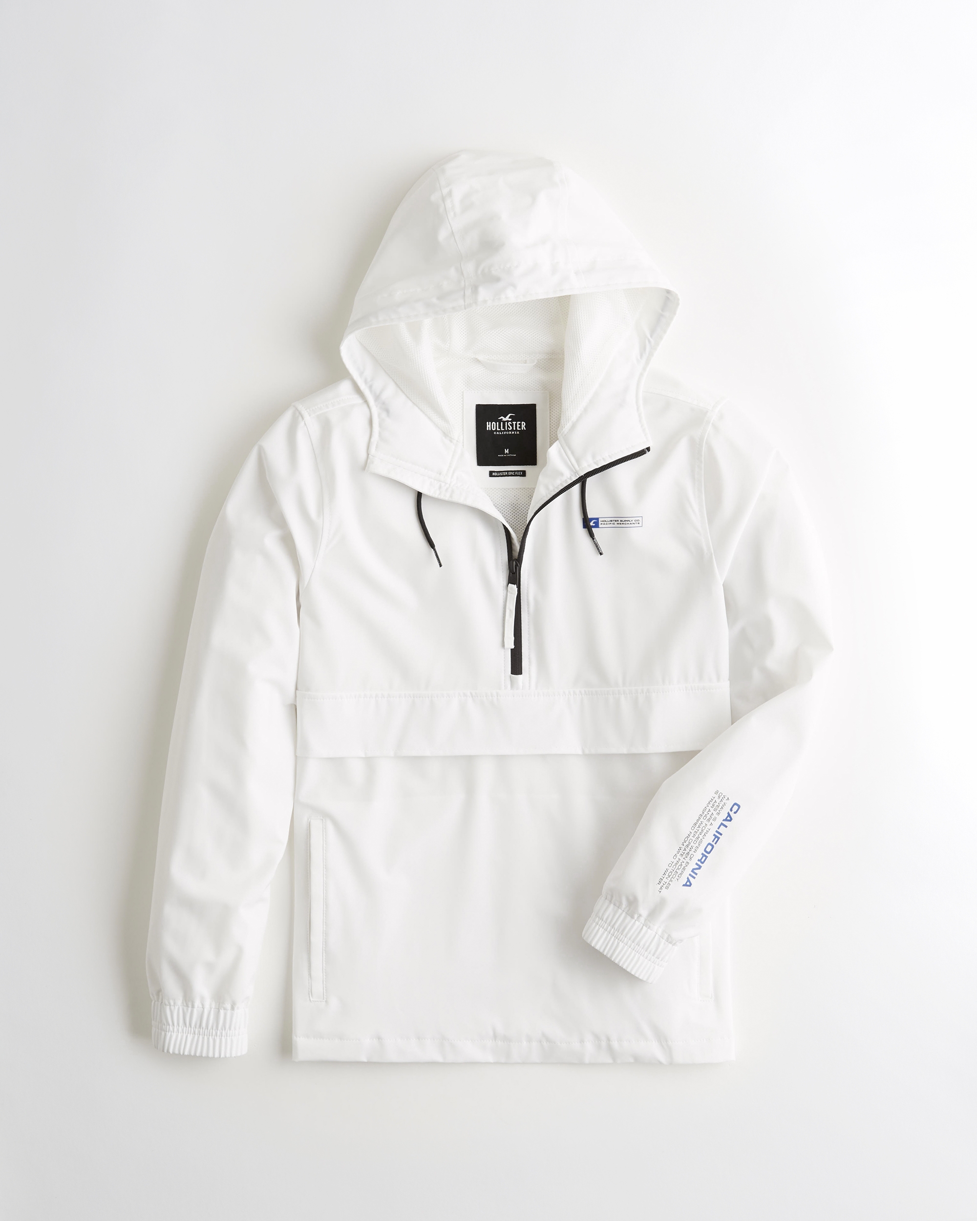 hooded half zip windbreaker