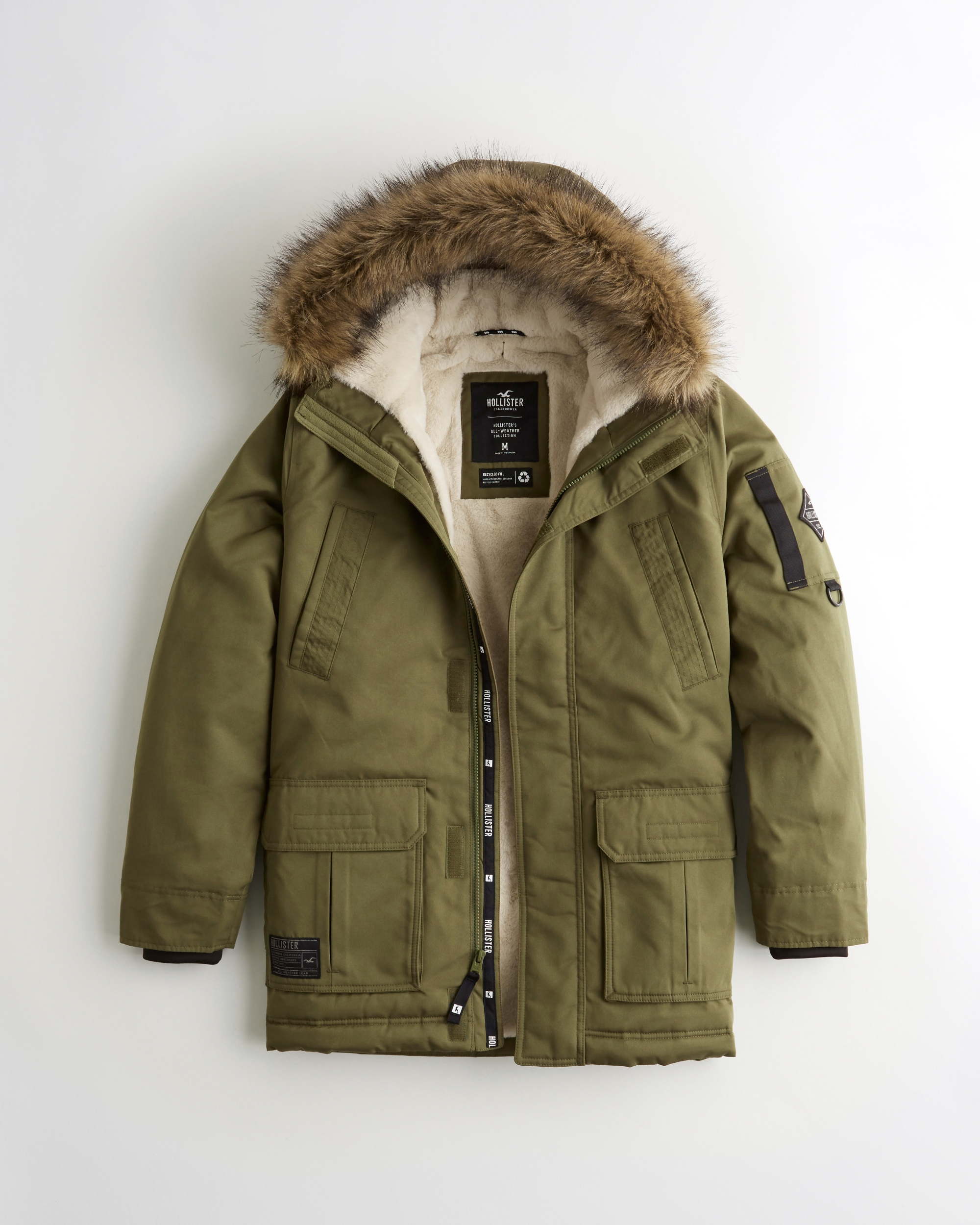 hollister faux fur lined parka