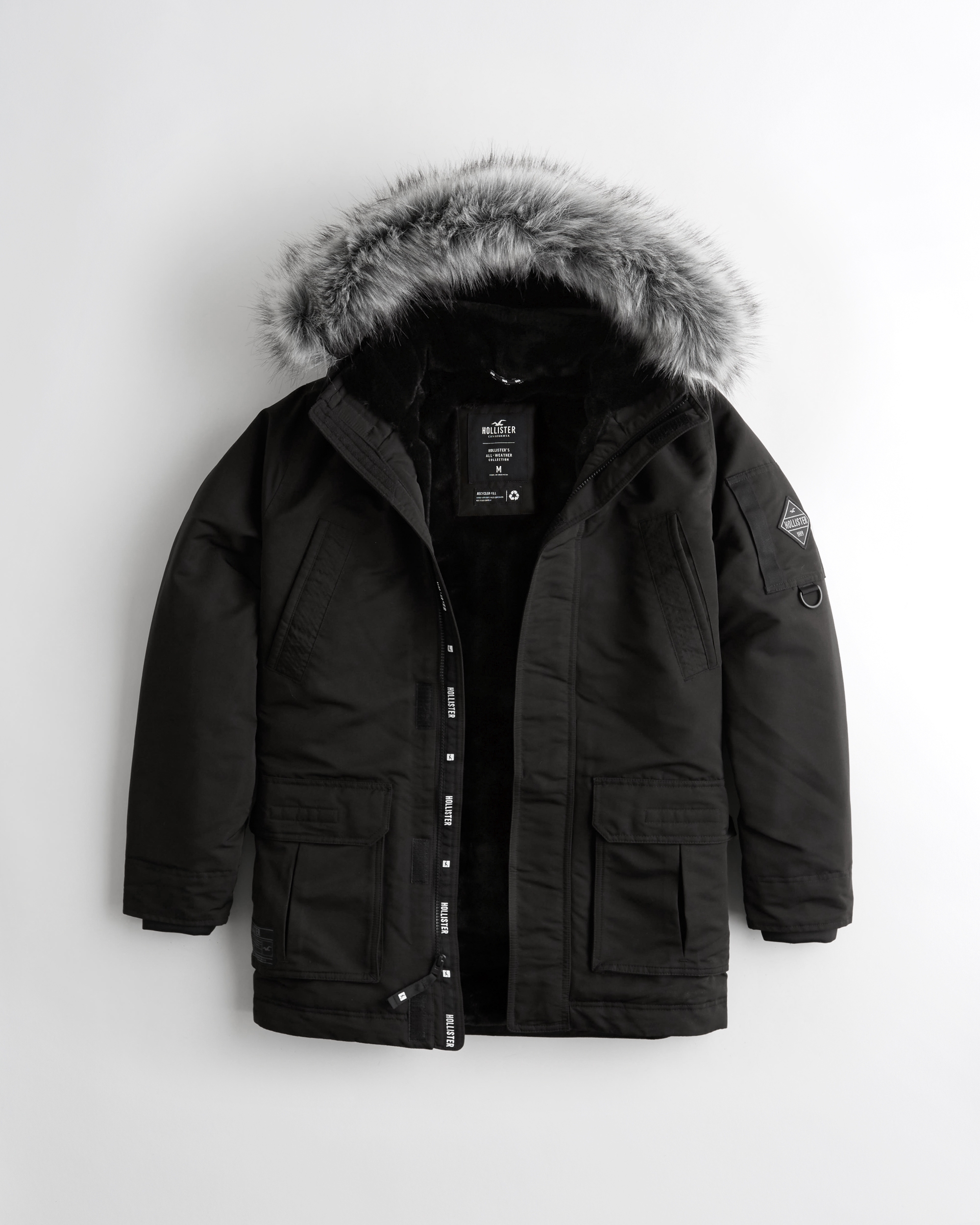 hollister jacket with fur hood