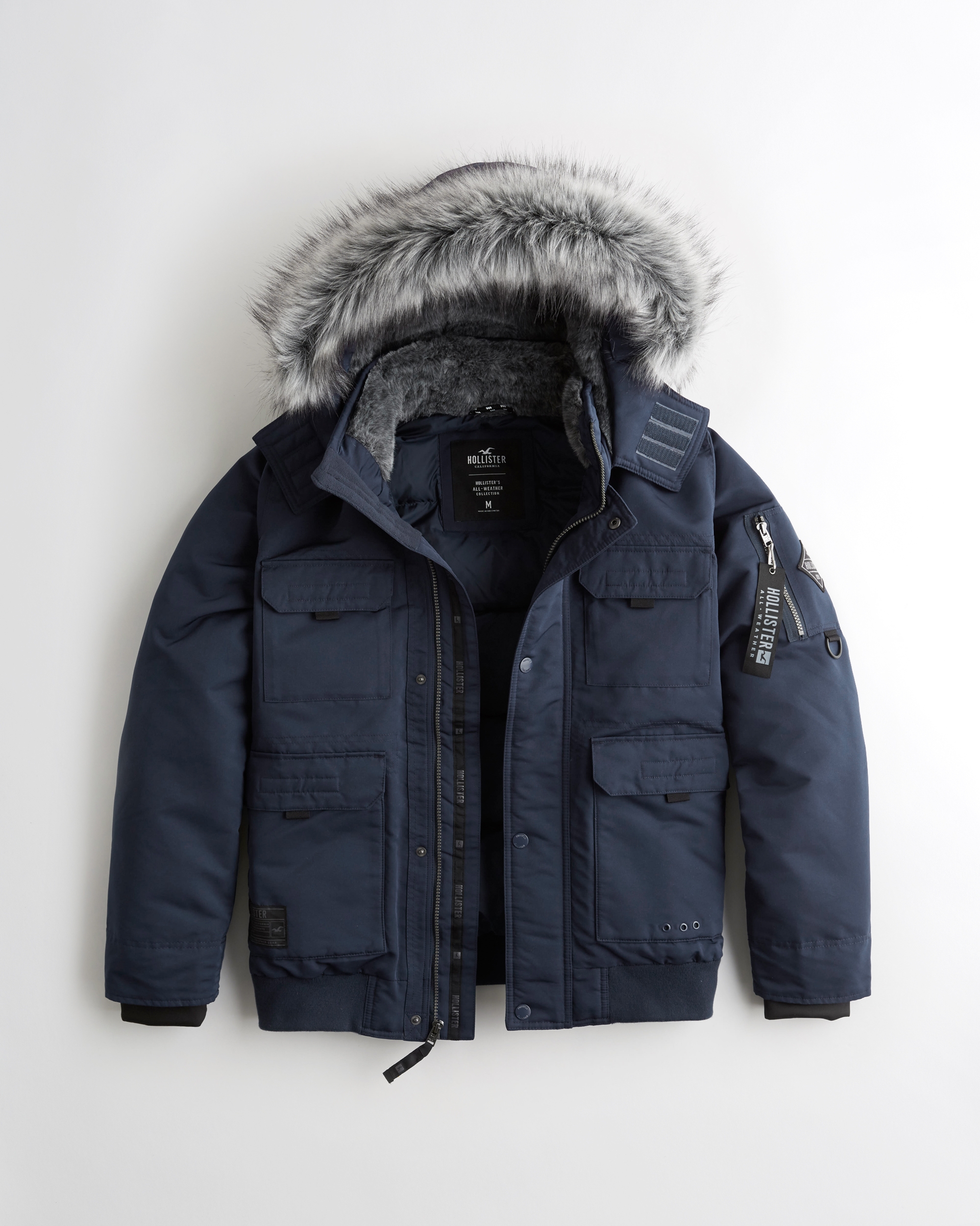 hollister coat fur hood