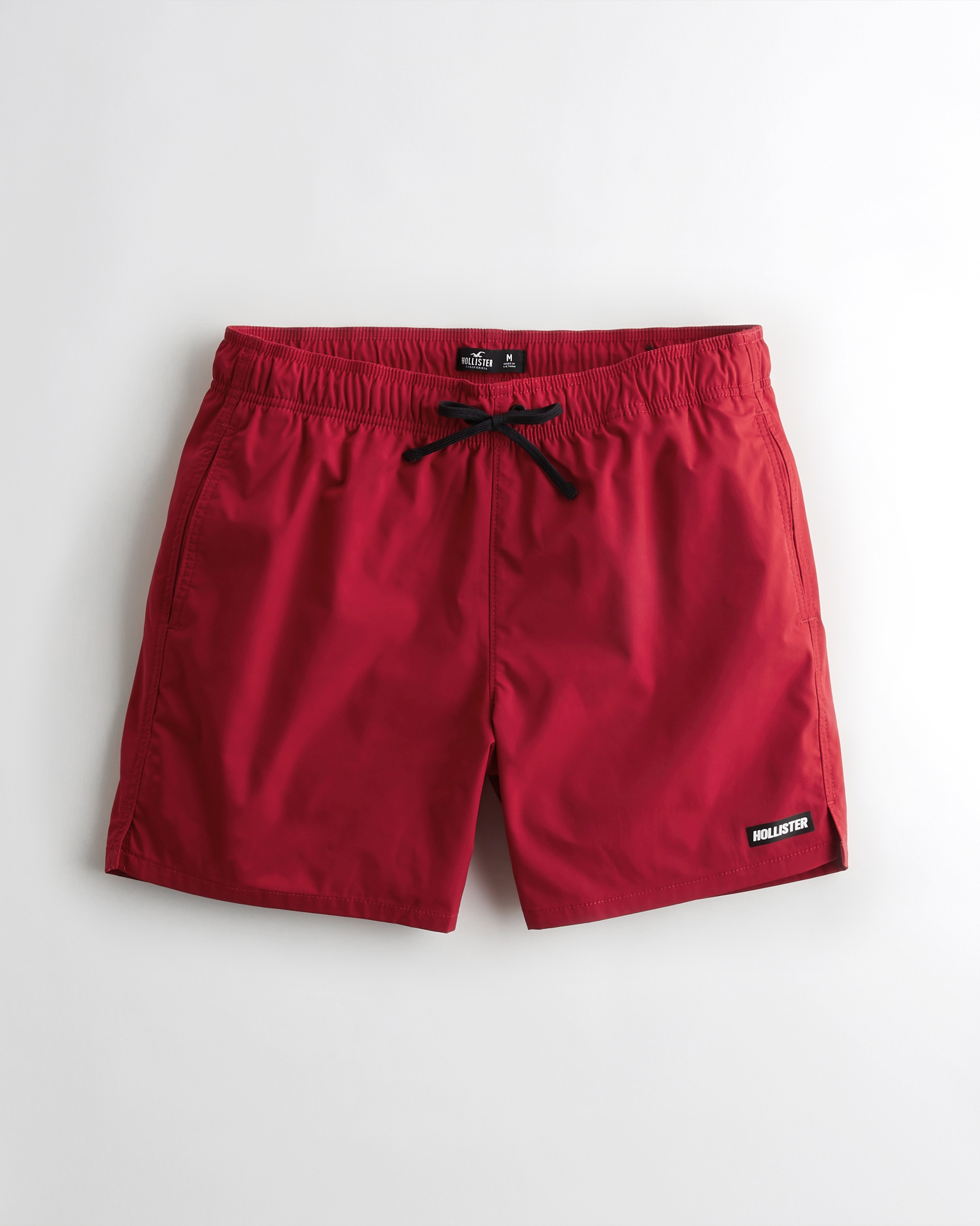 HOLLISTER Mens Swimming Shorts Medium Red Floral Polyester Hawaiian, Vintage & Second-Hand Clothing Online