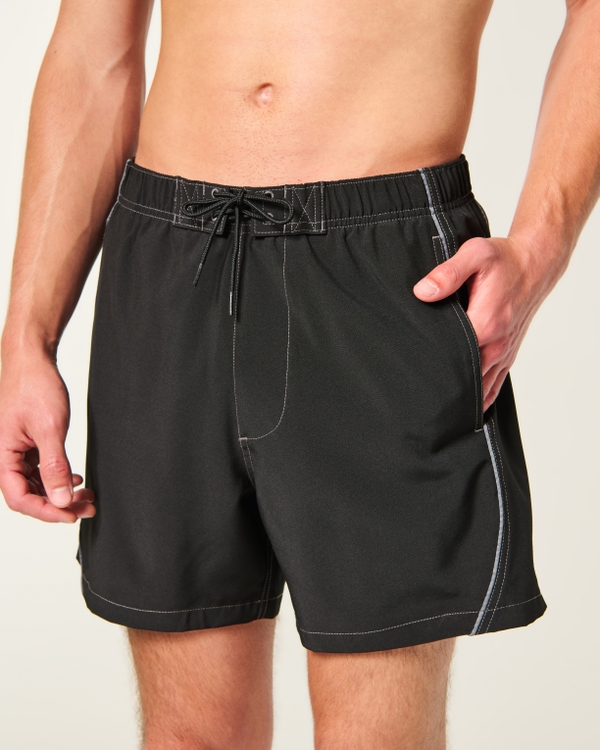 Sport Mid-Thigh Boardshorts, Black view 1