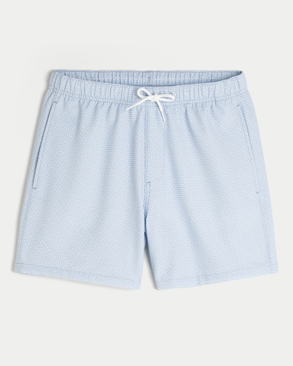 Seersucker Vacation Swim Trunks, Light Blue Pattern view 1