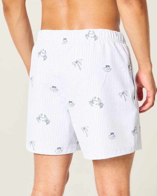 Seersucker Vacation Swim Trunks, Blue Stripe Print view 2