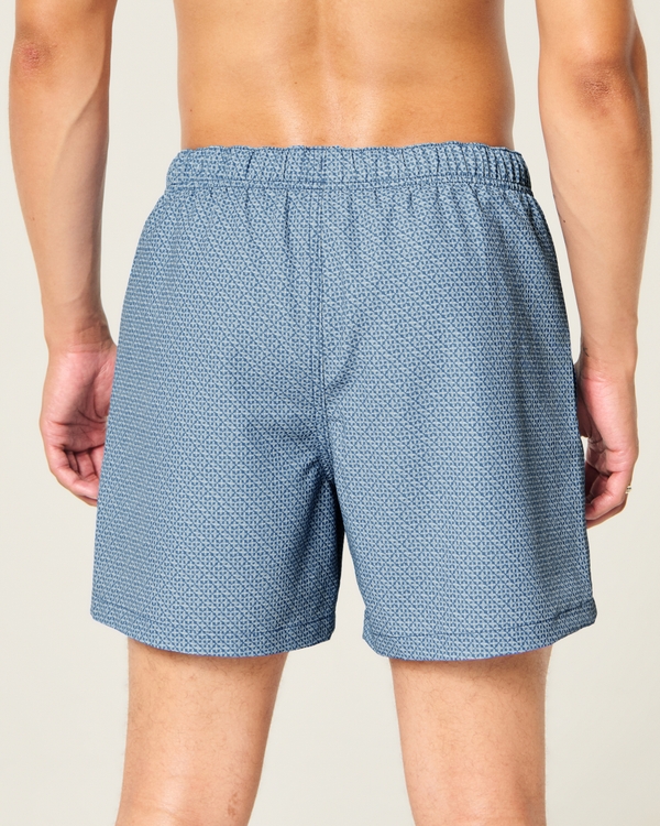 Seersucker Vacation Swim Trunks, Blue Pattern view 2