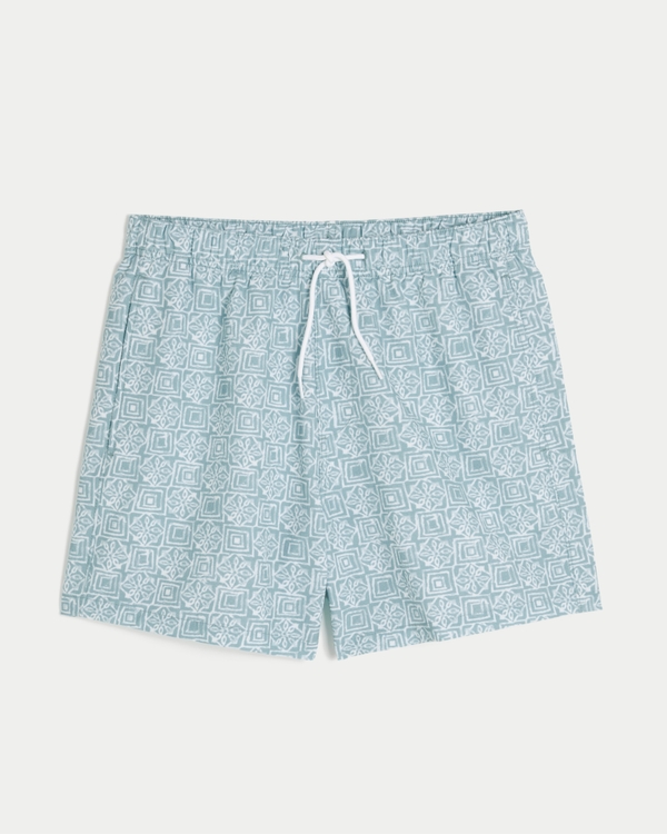 Seersucker Vacation Swim Trunks, Light Blue view 1